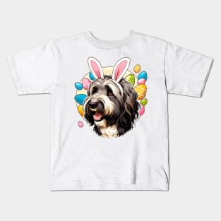 Schapendoes with Bunny Ears Embraces Easter Cheer Kids T-Shirt